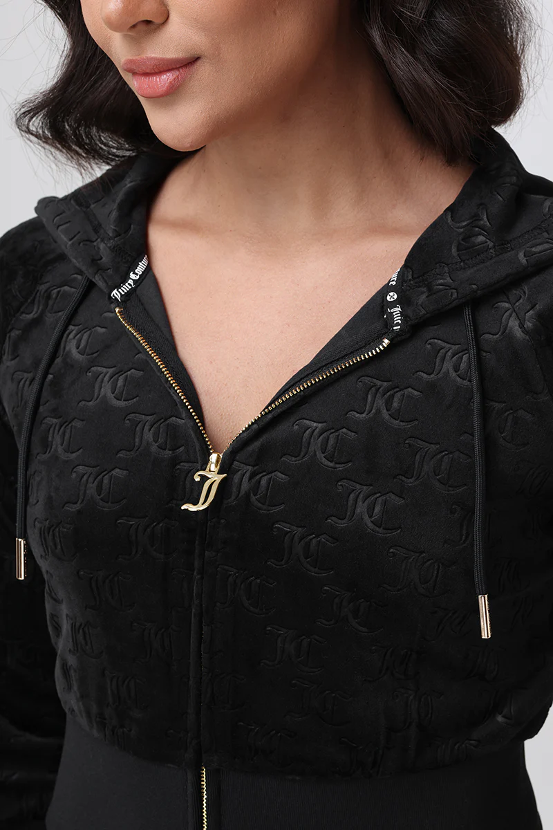 Embossed Velour Corset Hoodie - Image 3