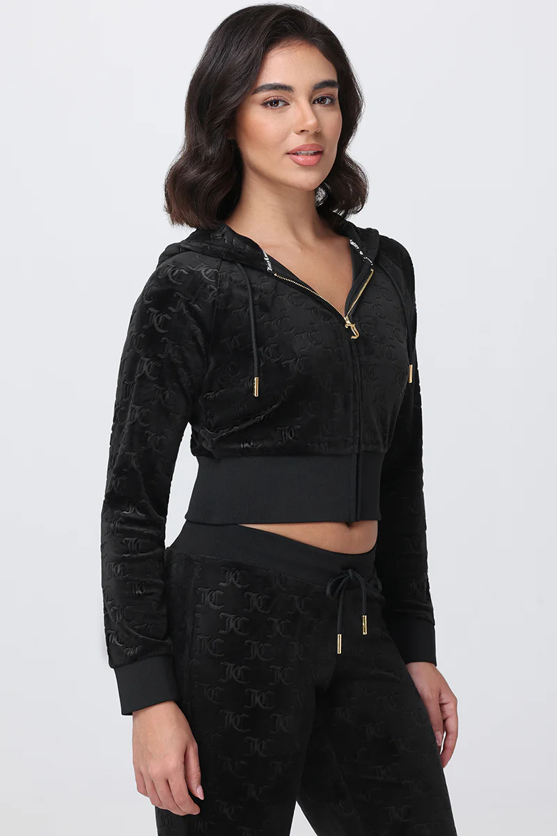 Embossed Velour Corset Hoodie - Image 4
