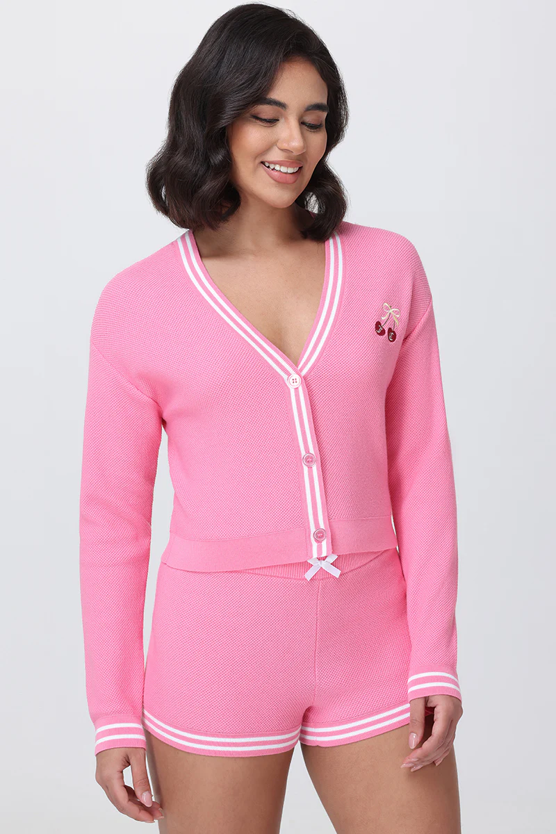 Embroidered Tipped Sweater Cardigan - Image 4