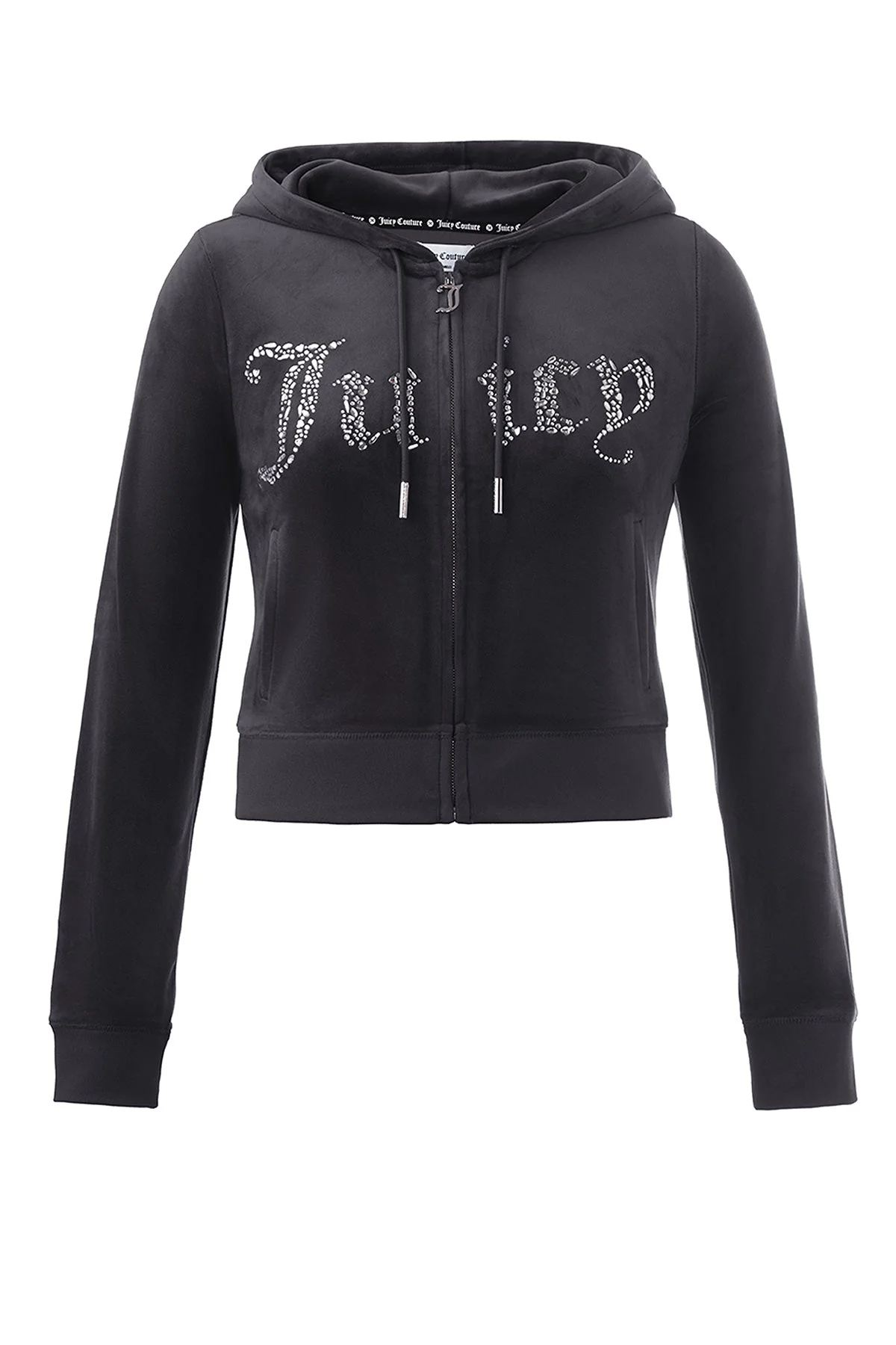 Front Mixed Crystals Velour Hoodie - Image 6