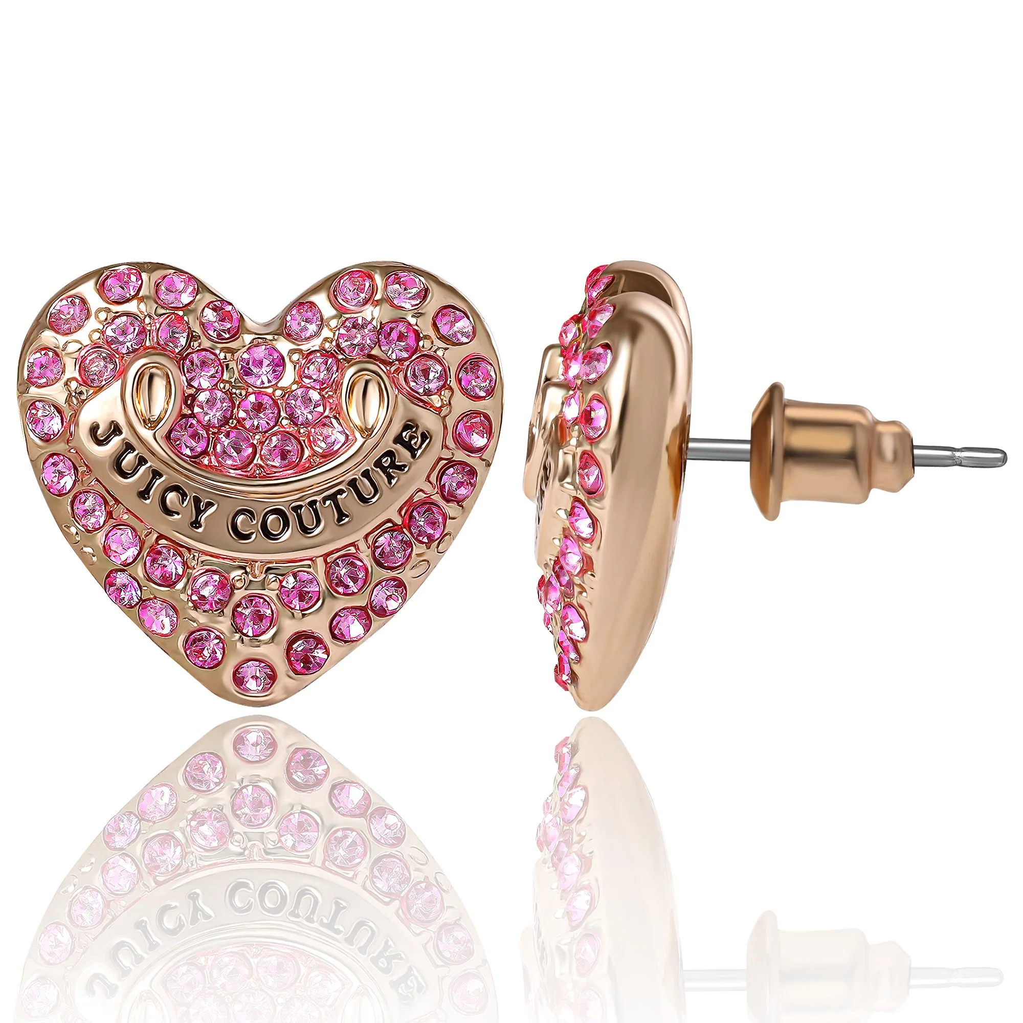 Heart Stud Earrings with Crystal Accents - Image 4