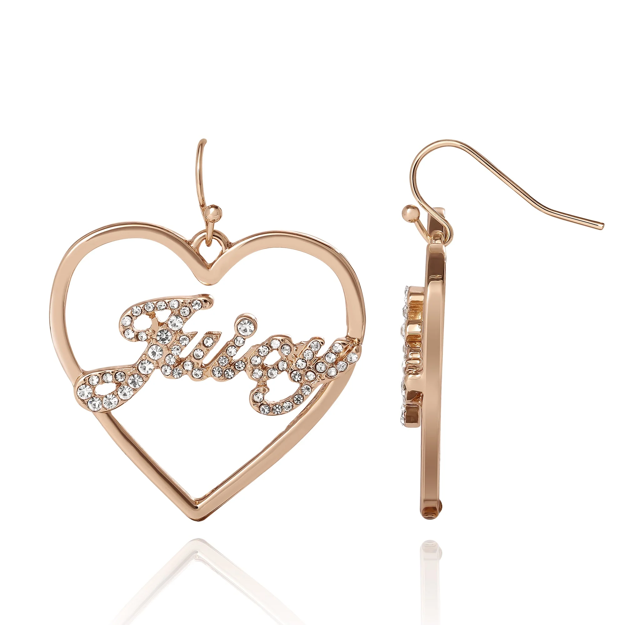 Juicy Script Crystal Heart Drop Earrings - Image 3