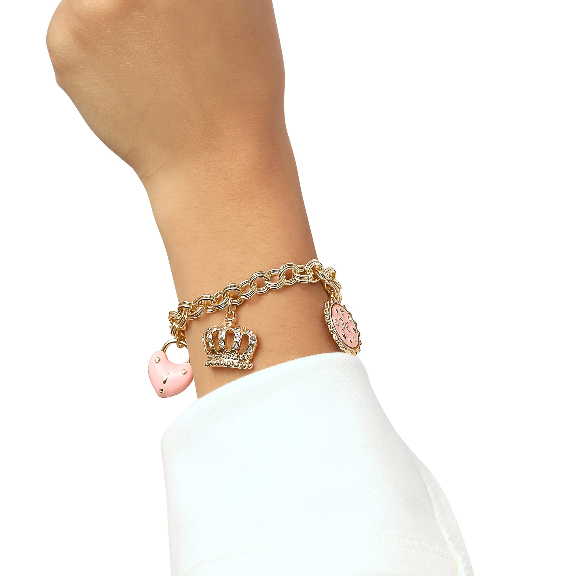 Pink Charm Bracelet with Pave Accents - Image 3
