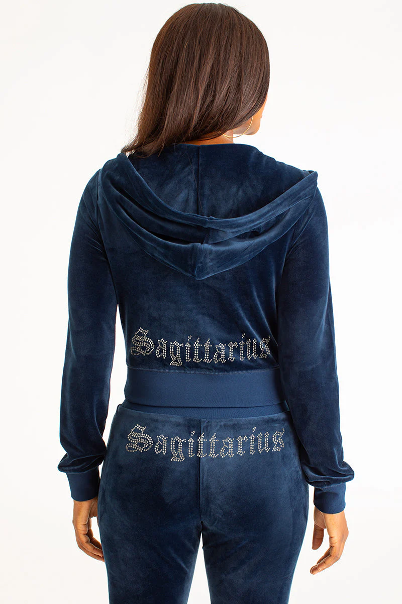 Sagittarius Customizable Big Bling Velour Hoodie - Image 3