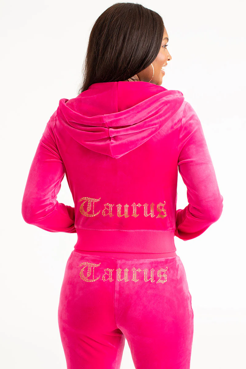 Taurus Customizable Big Bling Velour Hoodie - Image 3