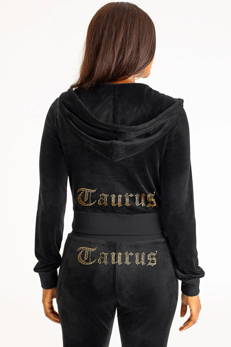 Taurus Customizable Big Bling Velour Hoodie - Image 3
