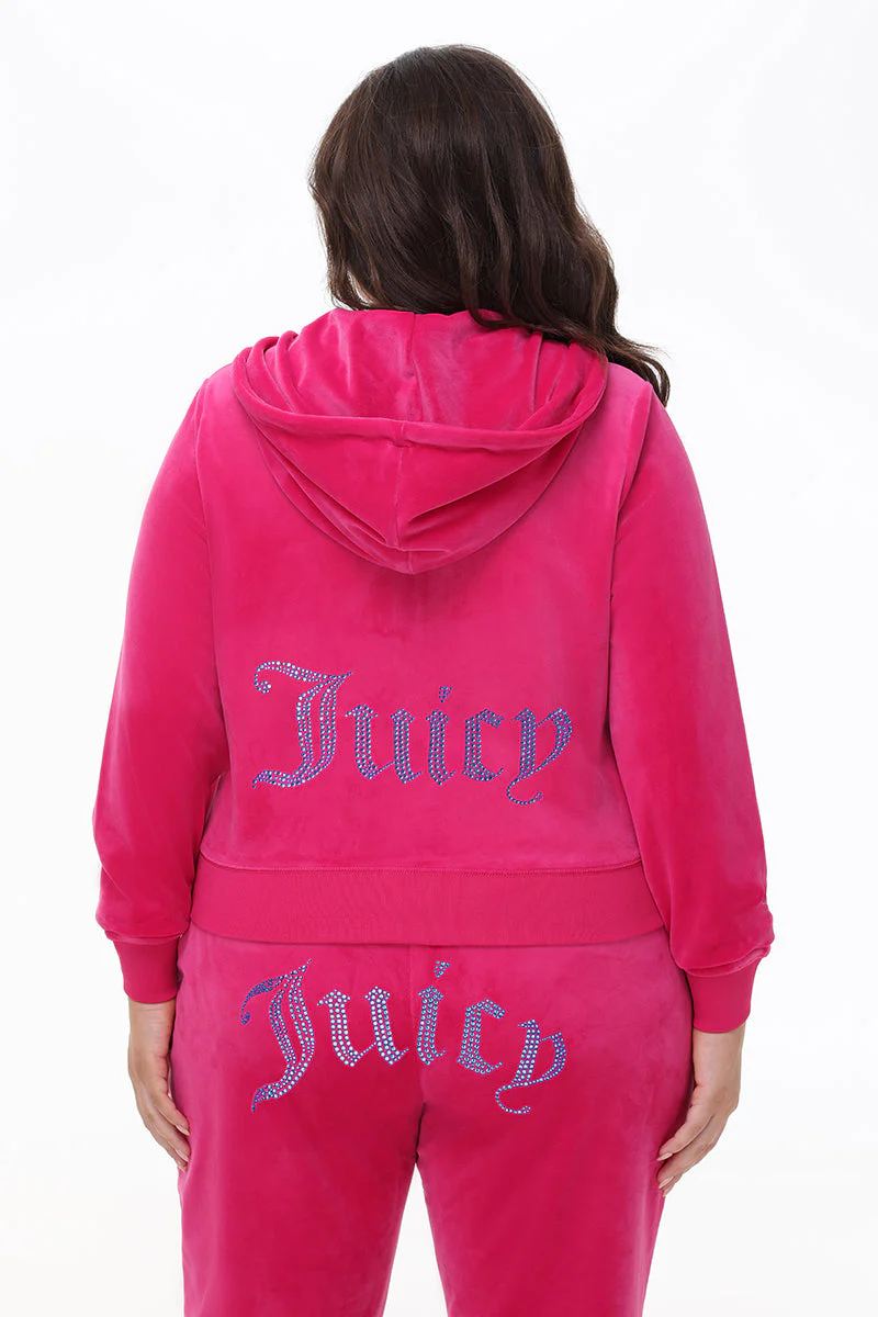 Plus-Size Technicolor Customizable Big Bling Velour Hoodie - Image 3