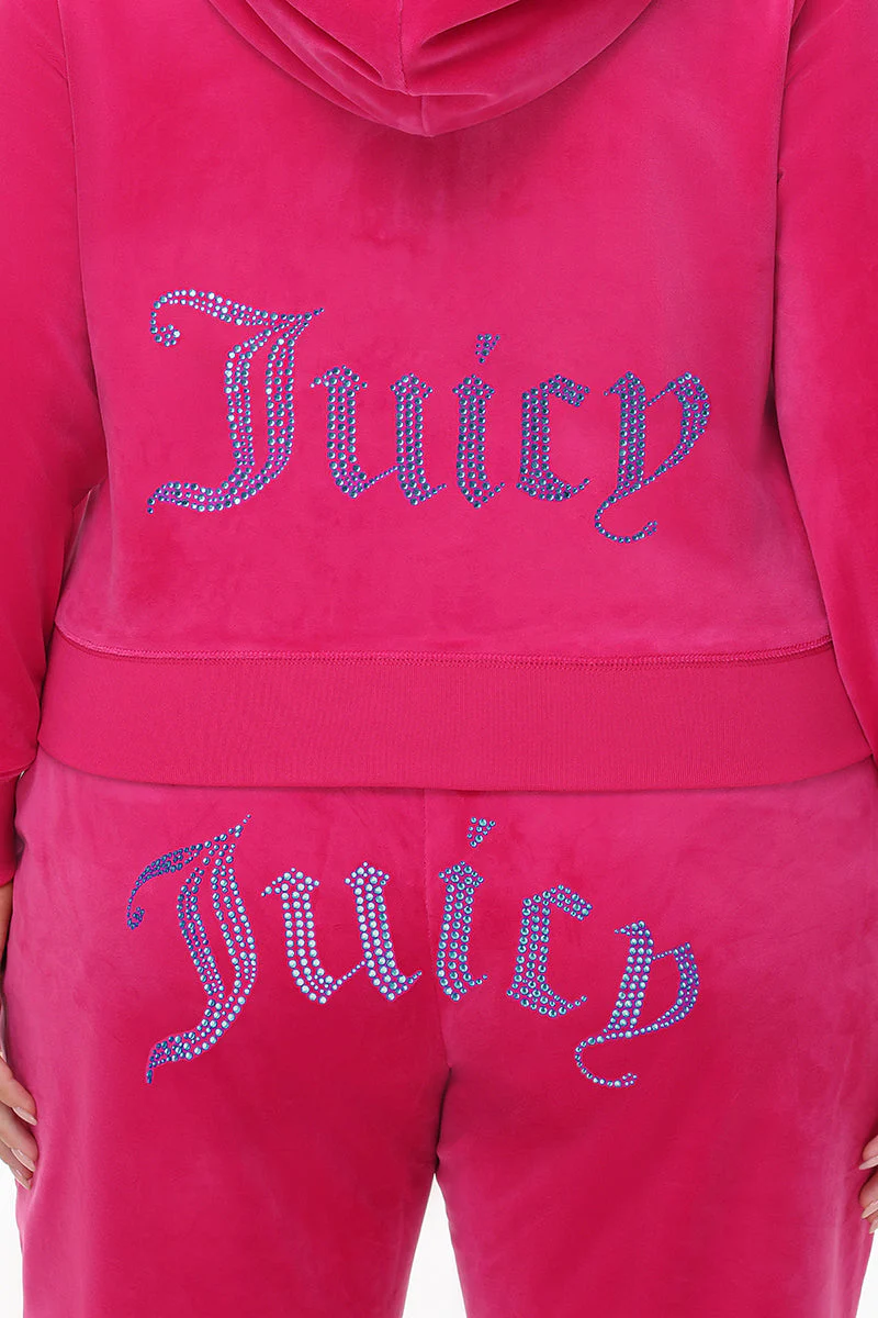 Plus-Size Technicolor Customizable Big Bling Velour Hoodie - Image 4