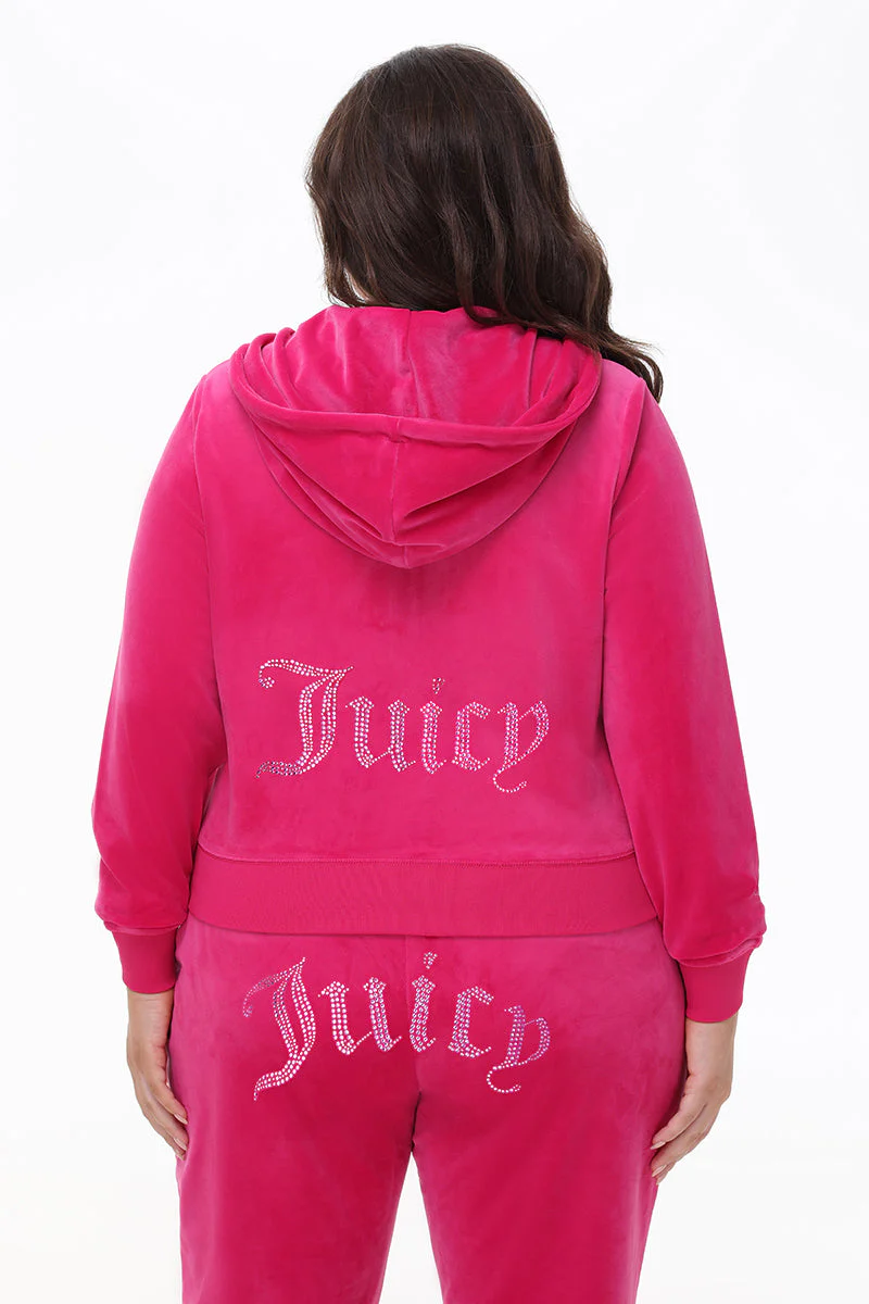 Plus-Size Technicolor Customizable Big Bling Velour Hoodie - Image 5