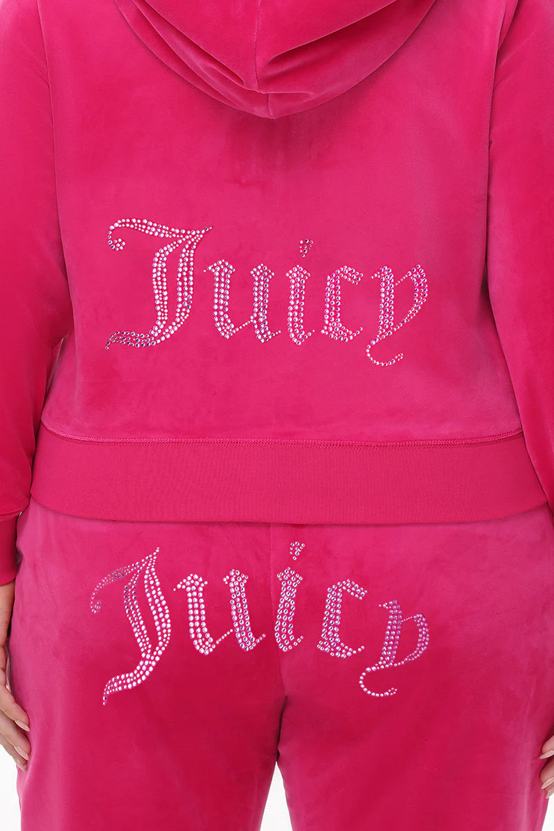 Plus-Size Technicolor Customizable Big Bling Velour Hoodie - Image 6