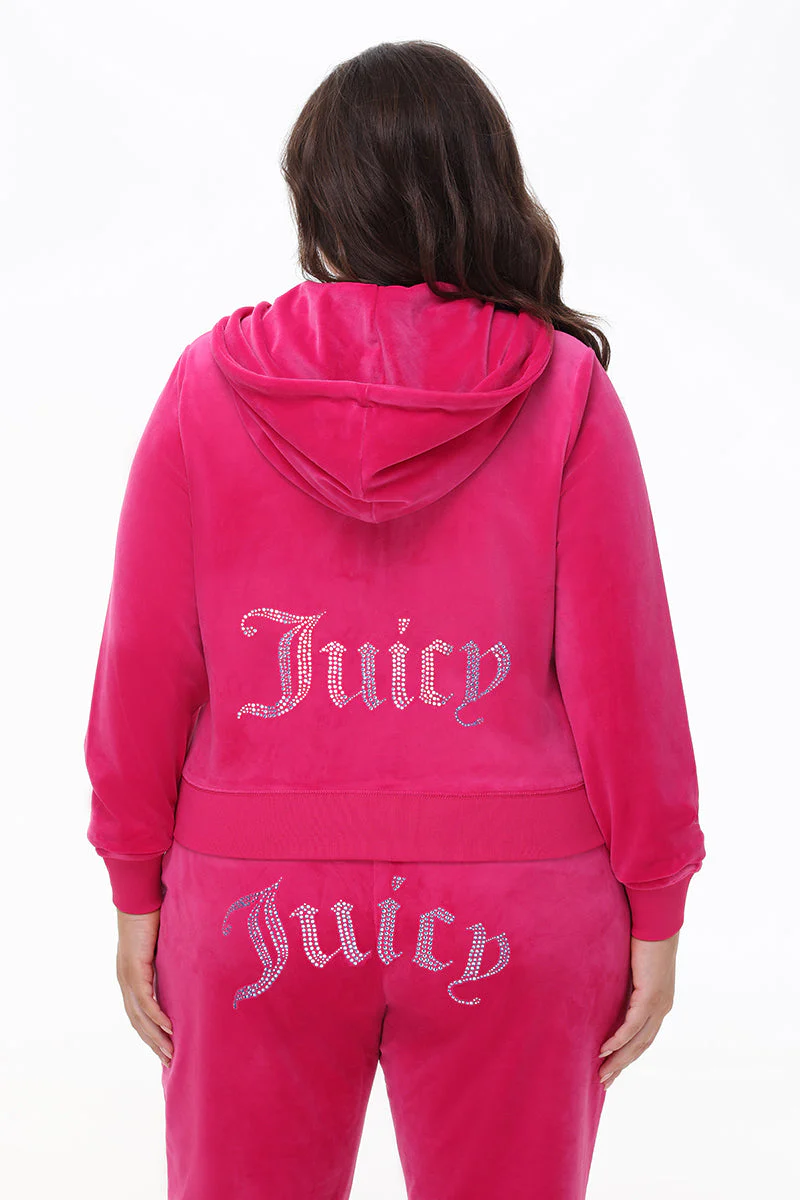 Plus-Size Technicolor Customizable Big Bling Velour Hoodie - Image 7