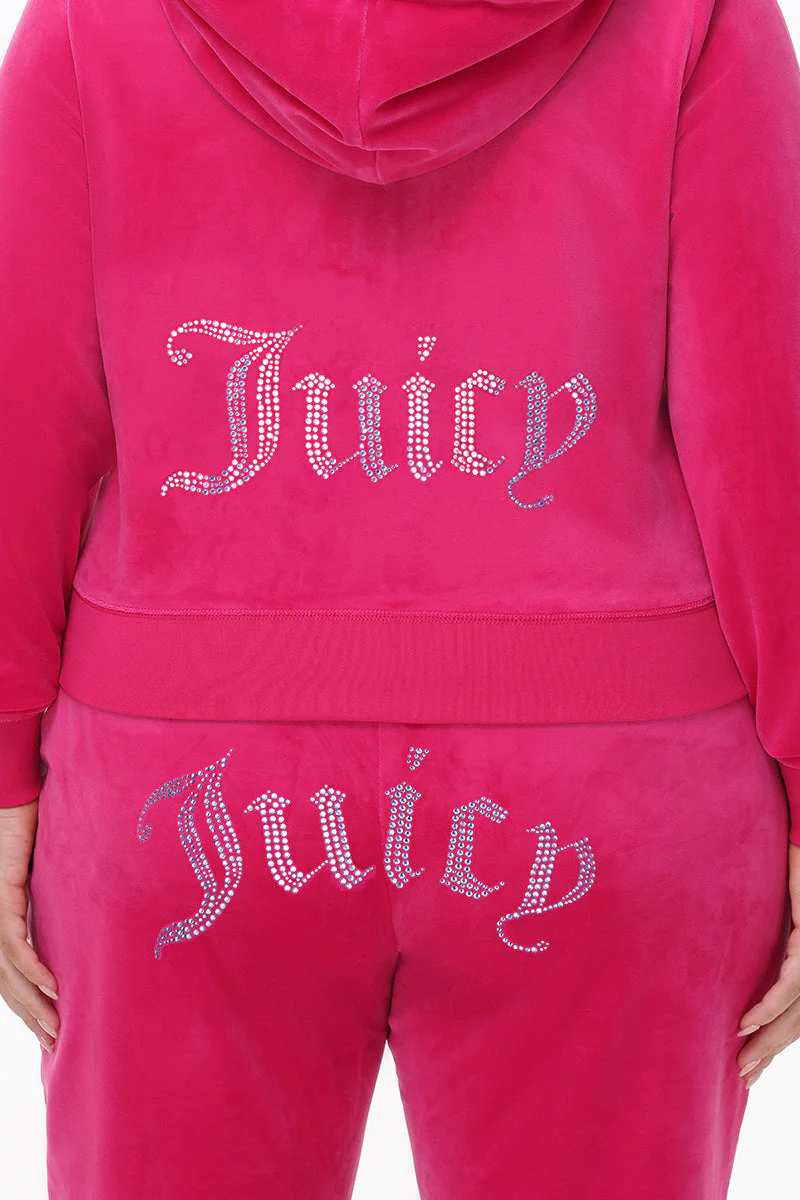 Plus-Size Technicolor Customizable Big Bling Velour Hoodie - Image 8