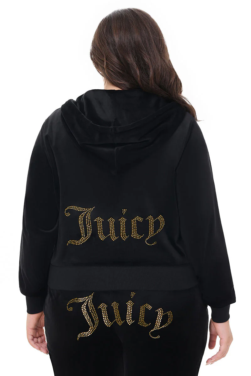 Plus-Size Technicolor Customizable Big Bling Velour Hoodie - Image 3