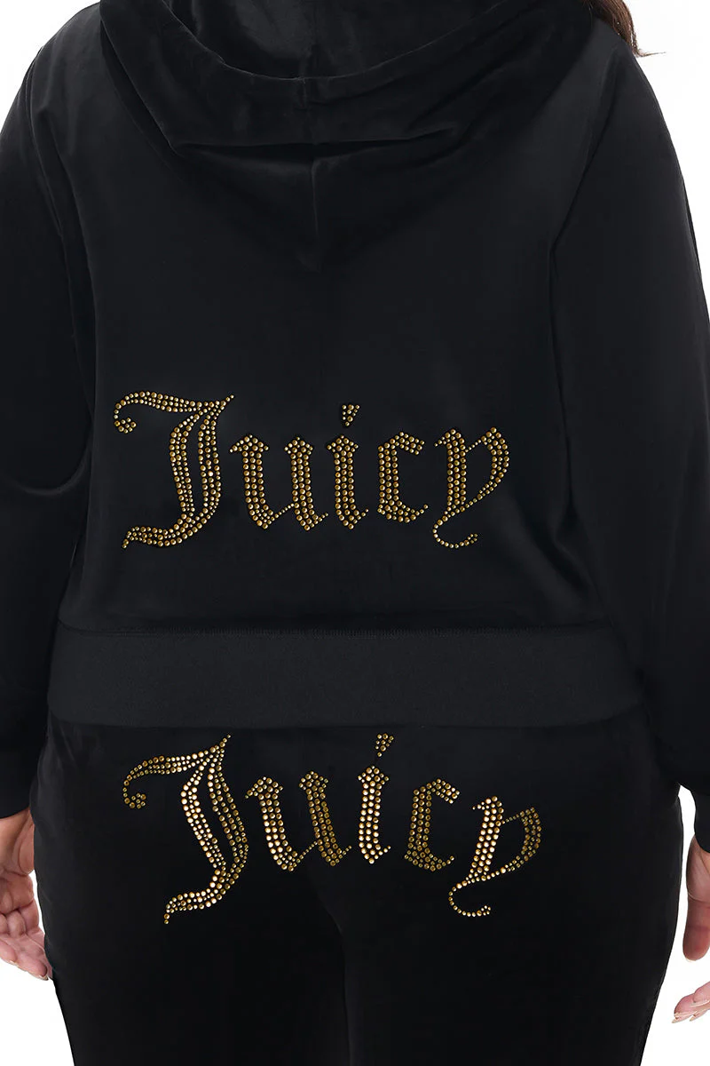 Plus-Size Technicolor Customizable Big Bling Velour Hoodie - Image 4