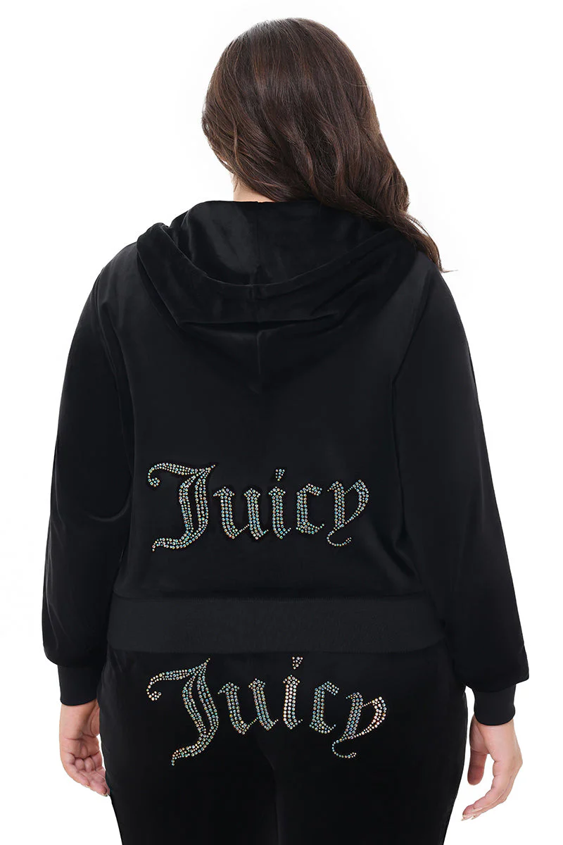 Plus-Size Technicolor Customizable Big Bling Velour Hoodie - Image 7