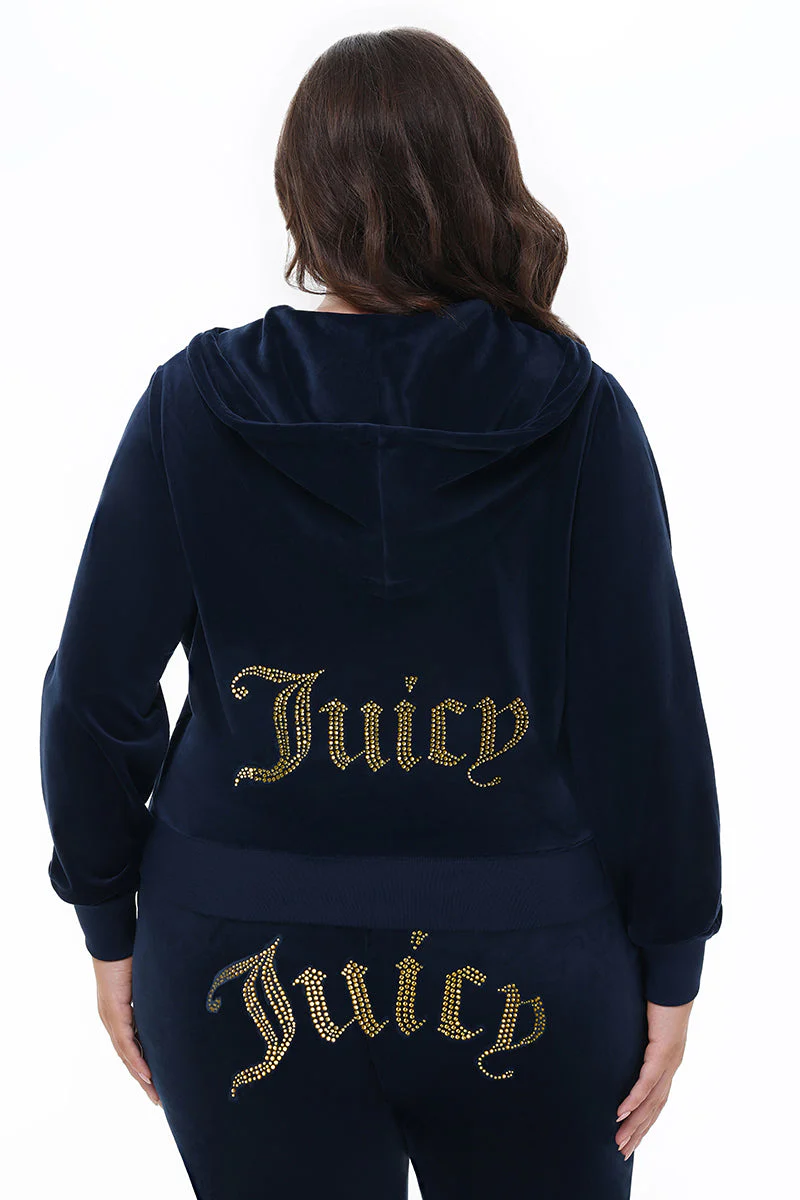 Plus-Size Technicolor Customizable Big Bling Velour Hoodie - Image 3
