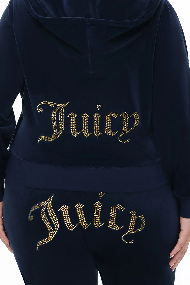 Plus-Size Technicolor Customizable Big Bling Velour Hoodie - Image 4