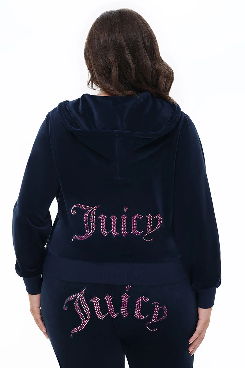 Plus-Size Technicolor Customizable Big Bling Velour Hoodie - Image 5